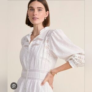 NWT Vineyard Vines Eyelet Button-Front Maxi Dress Size XS In White